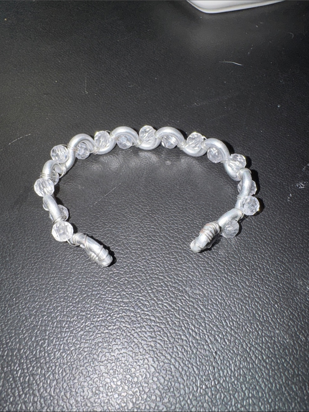 Silver-Tone Crystal Beaded Cuff Bracelet